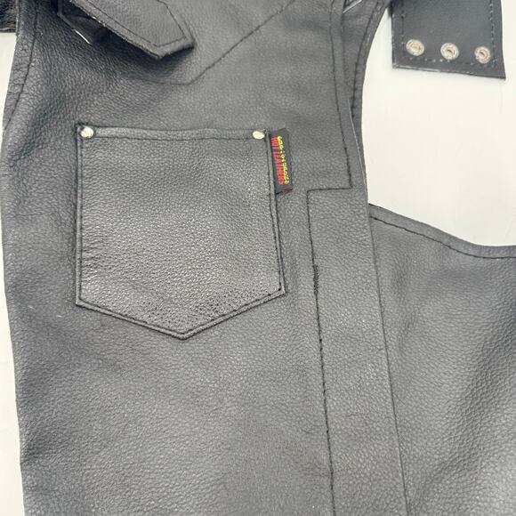 NWT Hot Leathers CHM1005 Fully Lined Motorcycle Unisex Black Leather Biker Chaps - Picture 5 of 9